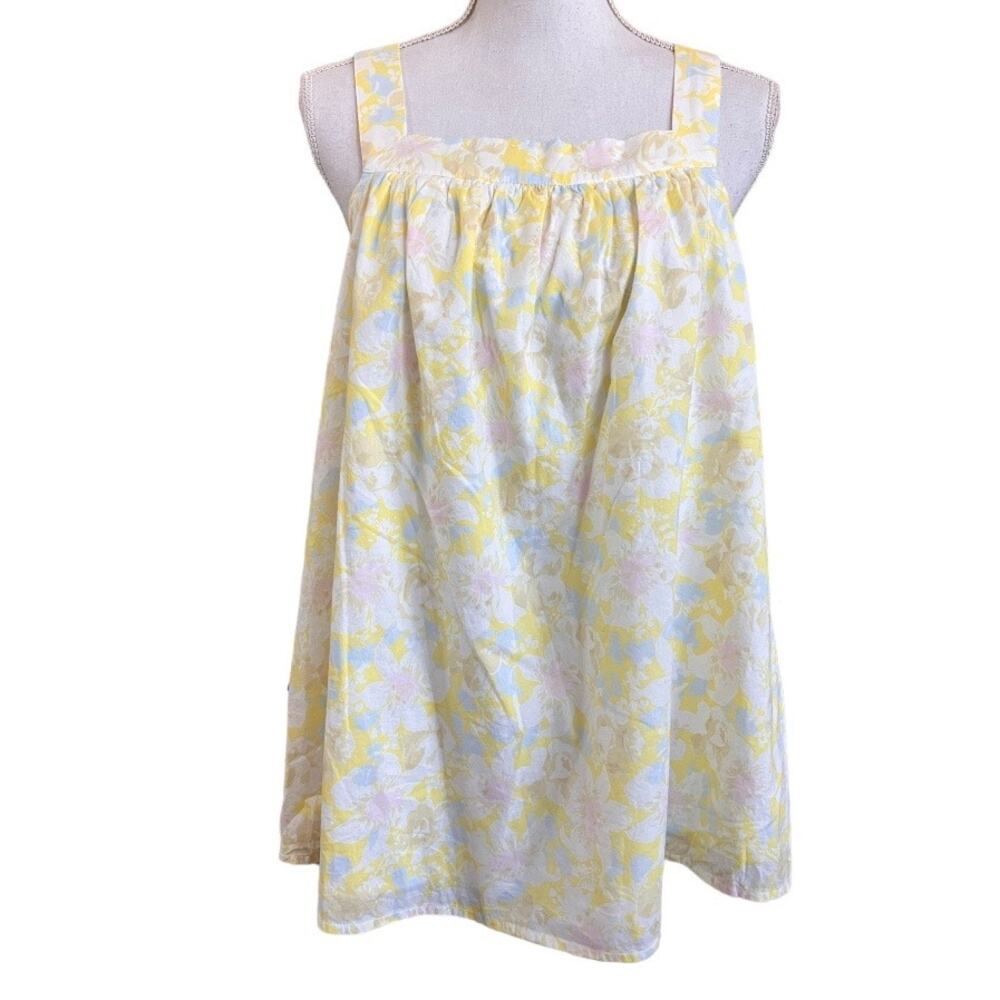 New The Nines by Hatch Cotton Maternity Yellow Floral Sleeveless Blouse Medium - Picture 2 of 7